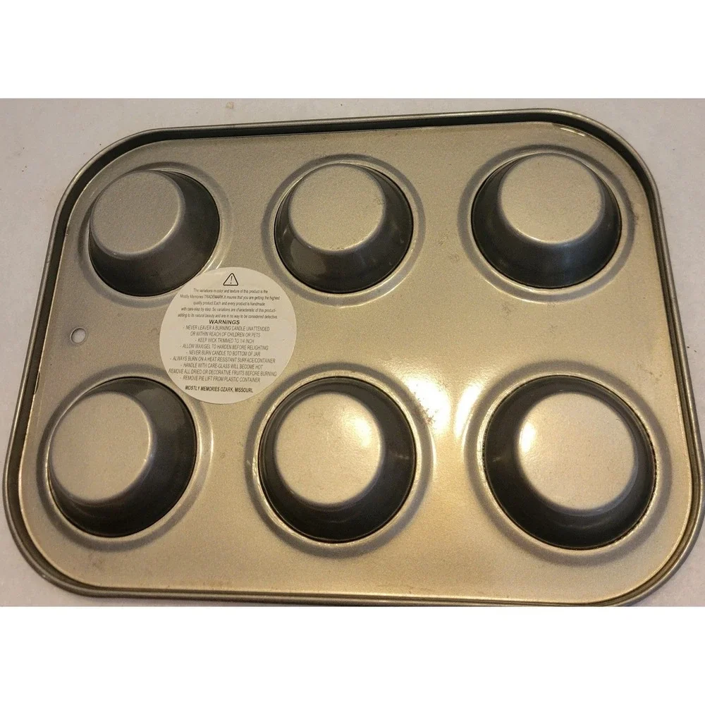 VTG Faux Muffin 6 Candle Set Mini Baking Pan Rustic‎ Cottagecore Farmhouse Decor